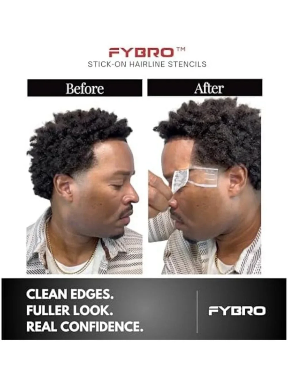 3-in-1 Hairline & Beard Stencil Kit | 32 Stick-On Shape Up Tools for Perfect